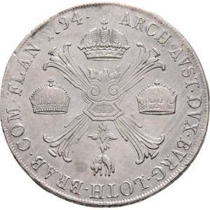 František II., 1792 - 1835, Tolar křížový 1794 M, Milán, P.12, 29.320g, mírně