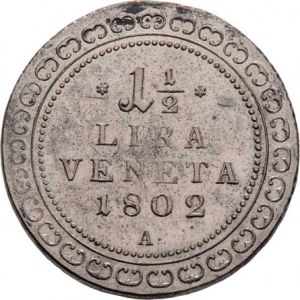 František II., 1792 - 1835, 1.5 Lira 1802 A, Vídeň pro Benátky, P.32, 11.907g,