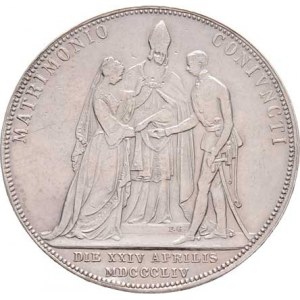 Konvenční měna, údobí let 1848 - 1857, Tolar 1854 A - svatební, 25.934g, dr.hr., dr.škr.,