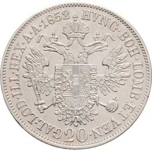 Konvenční měna, údobí let 1848 - 1857, 20 Krejcar 1852 A - hlava zleva, 6.654g, nep.hr.,