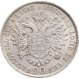 Konvenční měna, údobí let 1848 - 1857, 20 Krejcar 1852 A - hlava zprava, 4.323g, dr.hr.