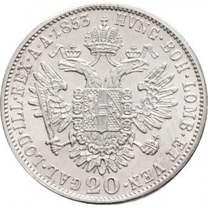 Konvenční měna, údobí let 1848 - 1857, 20 Krejcar 1853 A - hlava zprava, 4.308g, zcela