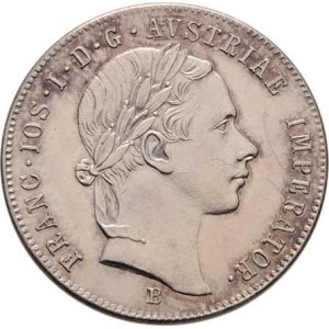 Konvenční měna, údobí let 1848 - 1857, 20 Krejcar 1856 B - hlava zprava, 4.318g, nep.just.,