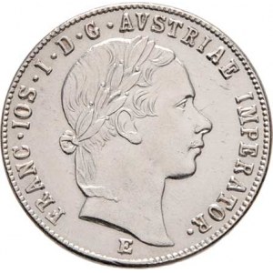 Konvenční měna, údobí let 1848 - 1857, 20 Krejcar 1854 E - hlava zprava, 4.329g, dr.hr.,