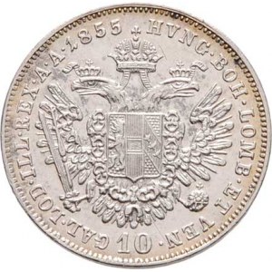 Konvenční měna, údobí let 1848 - 1857, 10 Krejcar 1855 A, 2.158g, nep.hr., nep.rysky, pěkná