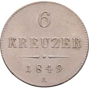 Konvenční měna, údobí let 1848 - 1857, 6 Krejcar 1849 A, 1.892g, pěkná patina
