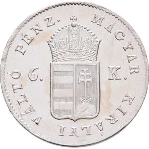Konvenční měna, údobí let 1848 - 1857, 6 Krejcar 1849 NB, 2.283g, nep.hr., nep.rysky, téměř