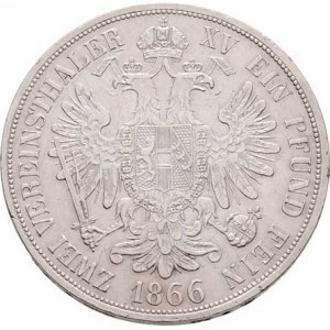 Rakouská a spolková měna, údobí let 1857 - 1892, 2 Tolar spolkový 1866 A (pouze 10.000 ks), 3