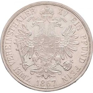 Rakouská a spolková měna, údobí let 1857 - 1892, 2 Tolar spolkový 1867 A (pouze 8.300 ks), 37