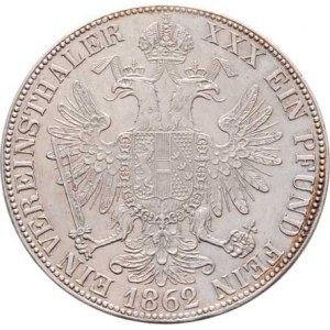 Rakouská a spolková měna, údobí let 1857 - 1892, Tolar spolkový 1862 A, 18.508g, nep.hr., dr.