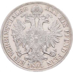Rakouská a spolková měna, údobí let 1857 - 1892, Tolar spolkový 1864 E, 18.463g, dr.hr., nep.