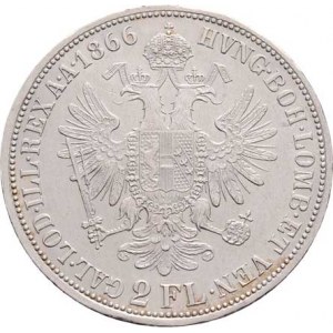 Rakouská a spolková měna, údobí let 1857 - 1892, 2 Zlatník 1866 A, 24.601g, hr., dr.rysky, pě