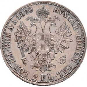 Rakouská a spolková měna, údobí let 1857 - 1892, 2 Zlatník 1870 A, 24.597g, dr.hr., nep.rysky