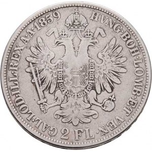 Rakouská a spolková měna, údobí let 1857 - 1892, 2 Zlatník 1859 B, 24.246g, dr.hr., dr.rysky,