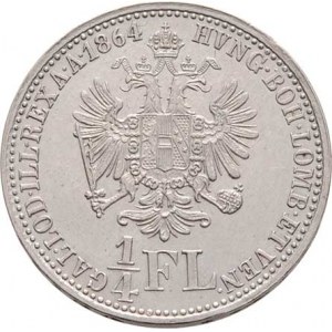 Rakouská a spolková měna, údobí let 1857 - 1892, 1/4 Zlatník 1864 A, 5.3358, nep.hr., nep.rys