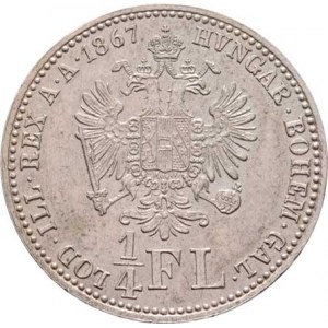 Rakouská a spolková měna, údobí let 1857 - 1892, 1/4 Zlatník 1867 A, 5.298g, nep.hr., nep.rys