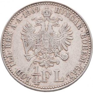 Rakouská a spolková měna, údobí let 1857 - 1892, 1/4 Zlatník 1869 A, 5.290g, nep.hr., nep.rys
