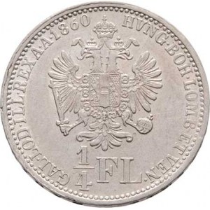 Rakouská a spolková měna, údobí let 1857 - 1892, 1/4 Zlatník 1860 V, 5.309g, nep.hr., nep.rys