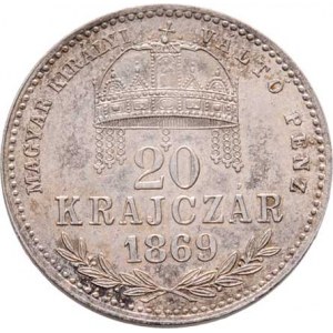Rakouská a spolková měna, údobí let 1857 - 1892, 20 Krejcar 1869 KB - dlouhý opis, 2.649g, kr