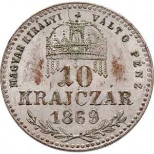 Rakouská a spolková měna, údobí let 1857 - 1892, 10 Krejcar 1869 KB - dlouhý opis, 1.732g, sk