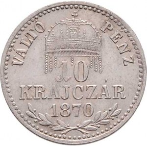 Rakouská a spolková měna, údobí let 1857 - 1892, 10 Krejcar 1870 KB - krátký opis, 1.479g, ne