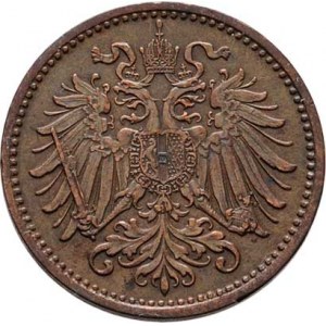 Korunová měna, údobí let 1892 - 1918, Haléř 1898, 1.719g, nep.hr., nep.rysky, patina    R!