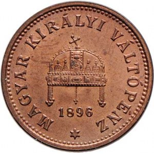 Korunová měna, údobí let 1892 - 1918, Haléř 1896 KB, 1.673g, dr.vada razidla            R!