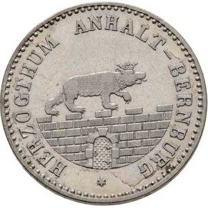 Anhalt-Bernburg, Alexander Carl, 1834 - 1863, 1/6 Tolaru 1861 A, KM.87 (Ag520, pouze 62.000 k