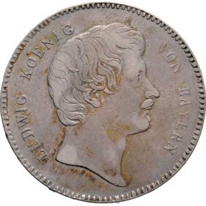 Bavorsko, Ludwig I., 1825 - 1848, Tolar konvenční 1828 - koruna ve věnci, KM.373 (pouze