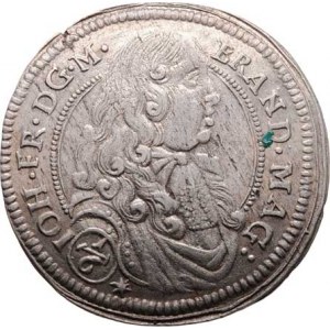 Branibory - Ansbach, Johann Friedrich, 1667 - 1687, 1/6 Tolaru 1676, KM.82, 6.434g, válcovaný