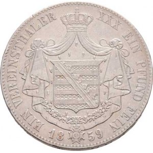 Sasko-Meiningen, Bernhard II., 1821 - 1866, Tolar spolkový 1859, KM.167 (Ag900, pouze 40.000