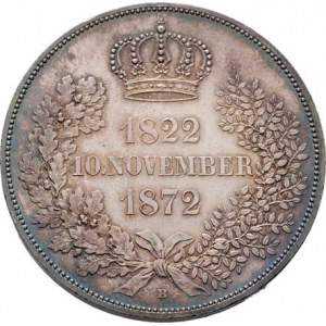 Sasko - království, Johann, 1854 - 1873, 2 Tolar spolkový 1872 B - zlatá svatba - s nápisem