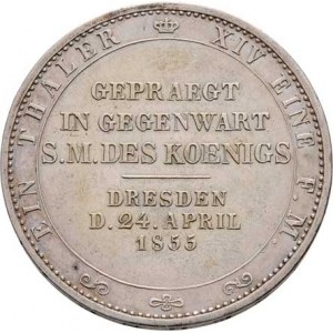 Sasko - království, Johann, 1854 - 1873, Tolar 1855 F - na návštěvu panovníka v mincovně,