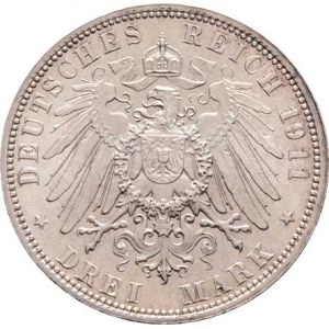 Bavorsko, Luitpold - princ regent, 3 Marka 1911 D - 90.narozeniny, KM.517 (Ag900),
