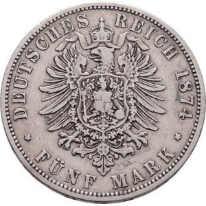 Prusko, Wilhelm I., 1861 - 1888, 5 Marka 1874 A, KM.503 (Ag900), 27.452g, dr.hr.,