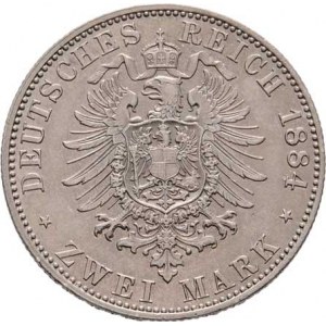 Reuss-Schleiz, Heinrich XIV., 1867 - 1913, 2 Marka 1884 A, KM.82 (Ag900, 100.000 ks), 11.078g