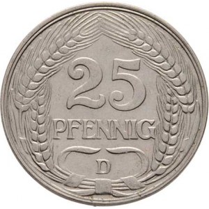 Německo - drobné ražby císařství, 25 Fenik 1910 D, KM.18 (Ni), 3.943g, nep.hr.,