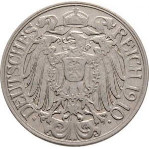 Německo - drobné ražby císařství, 25 Fenik 1910 D, KM.18 (Ni), 3.943g, nep.hr.,