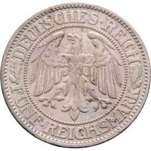Německo - Výmarská republika, 1918 - 1933, 5 Marka 1931 A, KM.56 (Ag500), 24.791g, dr.stopa