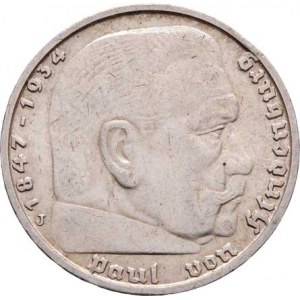 Německo - 3.říše, 1933 - 1945, 5 Marka 1939 J - svastika, KM.94 (Ag900), 13.928g,