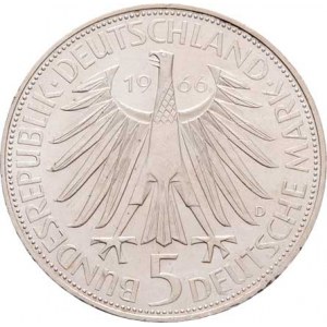 Německo - BRD, 1949 -, 5 Marka 1966 D - Leibniz - nápis na hraně, KM.119.1