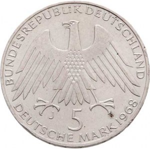 Německo - BRD, 1949 -, 5 Marka 1968 J - Reiffeisen, KM.121 (Ag625, 11.20g),