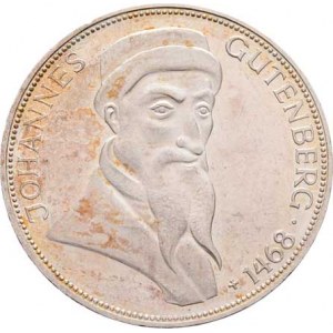 Německo - BRD, 1949 -, 5 Marka 1968 G - Gutenberg, KM.122 (Ag625, 11.20g),