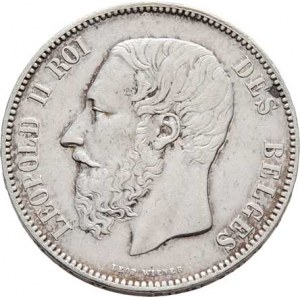 Belgie, Leopold II., 1865 - 1909, 5 Frank 1873, KM.24 (Ag900), 24.922g, nep.hr.,
