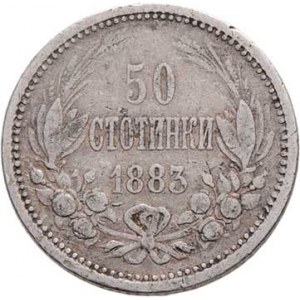 Bulharsko, Alexandr I. jako kníže, 1879 - 1887, Lev 1882, 50 Stotinka 1883, KM.4,6 (Ag835), 4