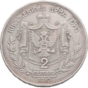 Černá Hora, Nikola I. jako kníže, 1860 - 1910, 2 Perper 1910, KM.7 (Ag835, jediný ročník, pou