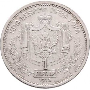 Černá Hora, Nikola I. jako král, 1910 - 1918, Perper 1912, KM.14 (Ag835), 4.955g, dr.hr., dr.