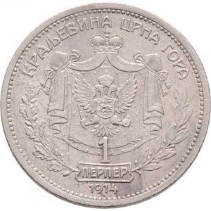 Černá Hora, Nikola I. jako král, 1910 - 1918, Perper 1914, KM.14 (Ag835), 5.003g, nep.hr.,