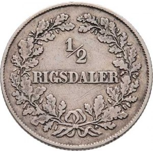 Dánsko, Frederik VII., 1848 - 1863, 1/2 Rigsdaler 1855 VS, KM.759 (Ag875), 7.107g,
