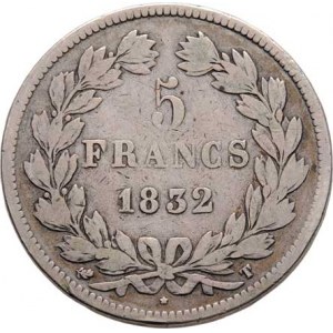 Francie, Ludvík Filip, 1830 - 1848, 5 Frank 1832 T, Nantes, KM.749.12 (Ag900), 24.420g,
